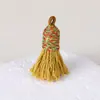 Pingente de Borla Pequena de Fio de Algodão Enrolado à Mão Estilo Xizang, Material para Pulseira DIY Feito à Mão, Ornamento de Borla Curta com Tampa Rosqueada