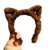 Estilo Coreano Vintage Estampado Leopardo Dentado Felpa Aro para el Cabello de Mujer Antideslizante Pinza para el Cabello para Lavar la Cara Maquillaje Accesorios para el Cabello Diadema Otoño Invierno 2024