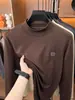 Moletom masculino com seda de amoreira e lã de ovelha, novidade outono e inverno 2026, camada base casual de manga longa com gola alta parcial, quente