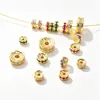 Chapado en oro de 18K14K, fuerte retención del color, incrustado con circonita de colores, cuentas de rueda martilladas, cuentas espaciadoras, cuentas sueltas, accesorios DIY para pulseras, collares y brazaletes