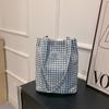 Bolso de lona a cuadros de gran capacidad estilo coreano, bolsa de compras, bolso de hombro para estudiante, mochila escolar, bolso tote retro, bolso de mano de moda