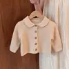 Suéter tejido de otoño estilo coreano súper lindo para bebé niña 2026 nuevo conjunto para niños de jardín de infantes jeans de encaje