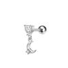 Brincos Pequenos de Fio de Opala Falsa Demoníaca Microincrustados Zircônia de Cinco Pontas Elegantes Versáteis Simples Doces Brincos Brincos