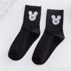 Calcetines mujer calcetines negros y blancos de media pantorrilla lindos calcetines de Mickey negros calcetines finos blancos a rayas moda ins de red