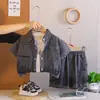 Conjunto Casual de Verano para Niños, Elegante Conjunto de Tres Piezas Delgado de Mezclilla con Mangas Cortas para Niños de 1 a 5 Años, Tendencia Dropshipping 4