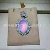 Pingente de Calcedônia Rosa Natural Banhado a Prata, Fecho de Segurança de Ágata Rosa, Pingente de Jade Cabacinha, Suprimento Vivo