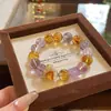 Pulsera de Amatista Natural, Cristal Torre Amarilla, Cristal Blanco, Pulsera Atrae Riqueza y Amor, Regalo de Cumpleaños, Joyería de Pulsera de Año Nuevo