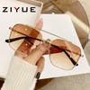 Gafas de Sol de Gama Alta Estilo Coreano de Montura Grande para Celebridades de Internet Femeninas con Caras Grandes y Adelgazantes Gafas de Sol de Vacaciones de Doble Puente con Gafas de Sol Anti-UV