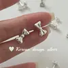 Pendientes de Alta Gama Estilo Ins Coreano Plata de Ley S925 Pendientes Pesados de Lazo Estilo Versátil de Nicho Elegante para Mujer