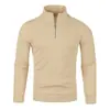 Suéter de Tricô Masculino com Gola Alta Meia e Zíper Suéter Masculino de Outono Solto Pulôver Casual Tricô de Manga Longa (1