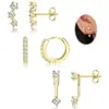 Brincos de liga com diamantes da moda europeia e americana para joias transfronteiriças, conjunto de brincos elegantes furados para mulheres, em estoque, atacado