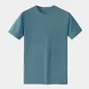 Camiseta de Algodón Peinado de Manga Corta de 180 g, Color Sólido, Prenda Superior Lisa para Parejas, Camisa Fina de Algodón Puro, Cuello Redondo para Hombre