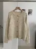 KEKEZOON Cardigan Tricot Floral Tridimensional Resistente Casaco Suéter Soltinho Gola Redonda Manga Longa 8786