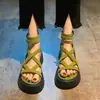 Sandalias de Plataforma de Moda de Verano 2025 para Mujer, Combinación Perfecta, Tira Cruzada Hueca, Cierre de Cremallera Trasera, Botines Romanos