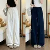 Calça de trabalho branca bordada com coração para mulheres, estilo fino de verão, cintura alta, modeladora, proteção solar, casual, calça de caminhada de secagem rápida