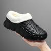 Pantuflas de algodón para hombre, de invierno, impermeables, antideslizantes, para la nieve, de algodón, con forro polar, gruesas, cálidas y perezosas, para trabajar en la cocina.