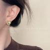 Aretes redondos geométricos de estilo retro de lujo ligero para mujer, elegantes de estilo francés, de alta gama, de nicho, modernos, de estilo mid-century
