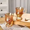 Vaso de Vidrio Repujado Estilo Retro Europeo, Vaso Alto de Color Ámbar Estilo Francés para el Hogar, Vaso de Recuerdo, Copa de Vino, Taza de Café