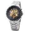 Winner432 Reloj Mecánico Automático para Hombre Business Casual Correa de Acero Plateado Reloj Mecánico para Hombre