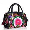 Bolso Bordado de Estilo Étnico Bolso Boston Estéreo para Viajes Bolso Cruzado Bordado de Peonías Estilo Chino