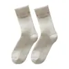 Calcetines de punto doble suave de cachemira para Otoño e Invierno para Mujer, a media pantorrilla, estilo coreano Ins College, calcetines largos apilados suaves