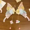 Guofeng Borla Fresco y Estilo Antiguo Nuevo Hanfu Lolita Adorno para la Cabeza Flor de Mariposa Flor de Seda Pinza para el Cabello Accesorios para el Cabello
