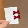 Accesorio para el Cabello de Año Nuevo Rojo Pinza para el Cabello con Lazo de Terciopelo para Mujer 2026 Nuevo Tamaño Pequeño Pinza de Pico de Pato Pasador Accesorio para el Cabello