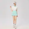 Conjunto de Ropa Deportiva Casual para Mujer, Primavera/Verano, Ajuste Delgado, Cuello Polo, Manga Corta, Rayas, Golf, Tenis