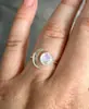 Desejo Novo Anel de Pedra da Lua Banhado a Prata 925 Anel de Pedra Sol Lua Presente de Casamento Aniversário