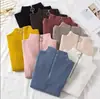 Camada Base Outono Inverno Feminina Gola Meia Alta Zíper Branco Malha Roupa Íntima Slim Fit Tricô Retrô Americano Preto