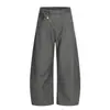 Y6060 Calle Principal Estilo Americano Unisex Retro Estilo Old Money Diseño Irregular de Botones Pantalones Holgados para Hombre con Forma de Cimitara