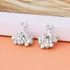 Nuevos accesorios de plata hechos a mano para bricolaje: colgante de uva retorcida con estambre de flor, adorno colgante de plata pura.