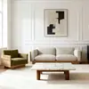 Sofá de Chão Designer Apartamento Pequeno Madeira Maciça Lavável Tecido Nórdico Sofá Reto Estilo Wabi-Sabi Sofá de Tronco