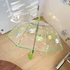 Gato de Manzana Verde Transparente Totalmente Automático Mango Largo 70% de Descuento Paraguas de Dibujos Animados Lindo Paraguas Plegable para Estudiante para Lluvia y Sol Engrosado