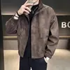 Chaqueta de Cuero de Moda para Hombre Tendencia Otoño Invierno 2026 Nueva Alta Gama Retro Canalla Tie-Dye Chaqueta Desgastada