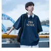 Camiseta Masculina de Manga Curta em Algodão Puro Pesado, Novo Estilo de Verão, Marca Americana Tendência, Caimento Solto, Camiseta Casual Versátil para Adolescentes, Roupas Masculinas