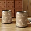 Cubo de Basura de Cuero Alto Valor Estético Hogareño Sala de Estar Lujo Ligero Gama Alta Estilo Americano Estilo Antiguo de Mediana Edad Cubo Sanitario Basura Grande para Dormitorio
