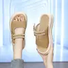 Pantuflas de Exterior con Lazo de Perlas 2026 Verano Suela Gruesa de Moda Versátiles Sandalias Chanclas de Playa para Mujer