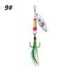 Cebo falso Luya compuesto de lentejuelas giratorias de 6 cm y 3,3 g, cebo de lentejuelas de sauce, cebo de plumas de colores, cebo de tres anzuelos, venta al por mayor