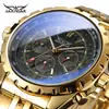 Nuevo Reloj Mecánico Automático Jaragar Moda Casual Europea y Americana para Hombre con Esfera Grande Multifuncional Calado