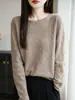 Nuevo Suéter para Mujer Holgado de Cuello Redondo de Manga Larga Suéter Exterior Casual de Punto Suéter Básico Retorcido
