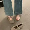 Zapatos de Lana Integrada con Forro de Felpa de Nuevo Estilo 2025 para Mujer, Zapatos Mary Jane Ballet de Suela Suave, Zapatos Planos Peludos para Uso en Exteriores