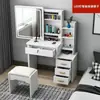 Tocador de Cajones con Espejo Deslizante Integrado, Popular entre Influencers Transfronterizos, Mesa de Maquillaje para Alquiler de Dormitorio, Venta al por Mayor, Diseño Sencillo