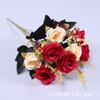 Fábrica direta 10 cabeça simulação de duas cores rosas decoração de casa decoração de mesa flores falsas casamento flores de casamento