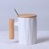 Taza de cerámica con mango de madera de estilo nórdico, creativa, para agua, café, leche, regalo publicitario, logotipo