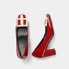 Zapatos Clásicos Rv para Mujer de Tacón Alto con Hebilla Metálica Charol Planos de Tacón Grueso Ropa de Oficina Ol Boca Baja Hebilla Cuadrada Zapatos Profesionales Que No Cansan los Pies