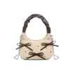 Bolso de Hombro Individual Casual con Personalidad Estilo Coreano Dulce Plisado para Mujer con Lazo de Moda Textura de Alta Calidad Bolso Cruzado Elegante
