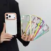 Estilo pareja Dopamina color contrastante funda con ventana grande adecuada para Apple 17 Pro Max, 16 Pro, cobertura total para 15/14