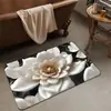 Alfombra de Baño Floral 3D de Lujo Ligero con Toque de Alta Gama, Felpudo Decorativo para el Hogar Antideslizante, Alfombrilla Absorbente para Pies de Baño
