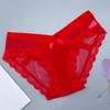 Ropa interior de malla para mujer, de encaje, de cintura baja, sexy, transparente, ultrafina, cómoda, de algodón, sin marcas en la entrepierna.